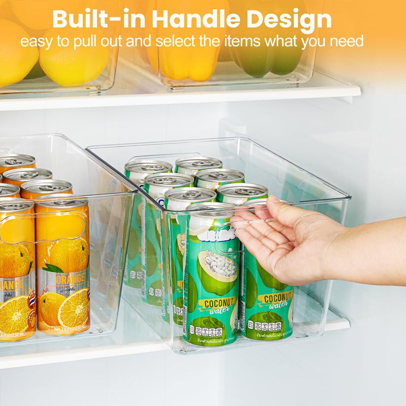YIHONG 12 Pack Clear Pantry Organizer Bins, Plastic Containers with Handle for Kitchen,Freezer,Cabinet,Closet,Bathroom Under Sink Storage - Image 5