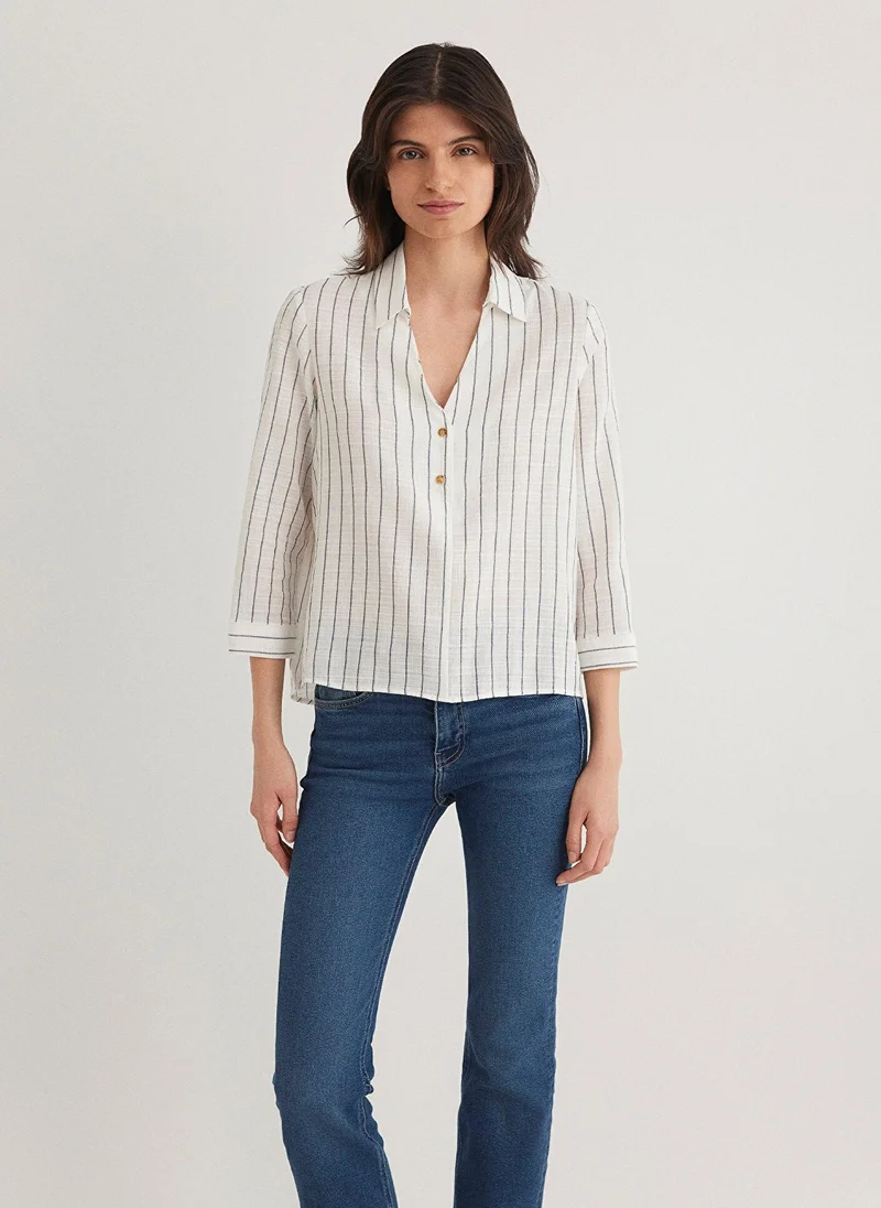 مافي Striped Grey Blouse