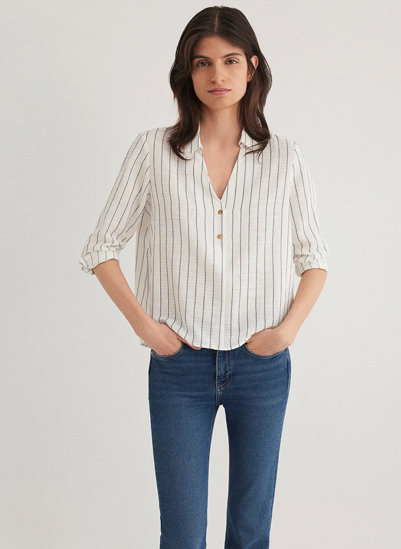 مافي Striped Grey Blouse