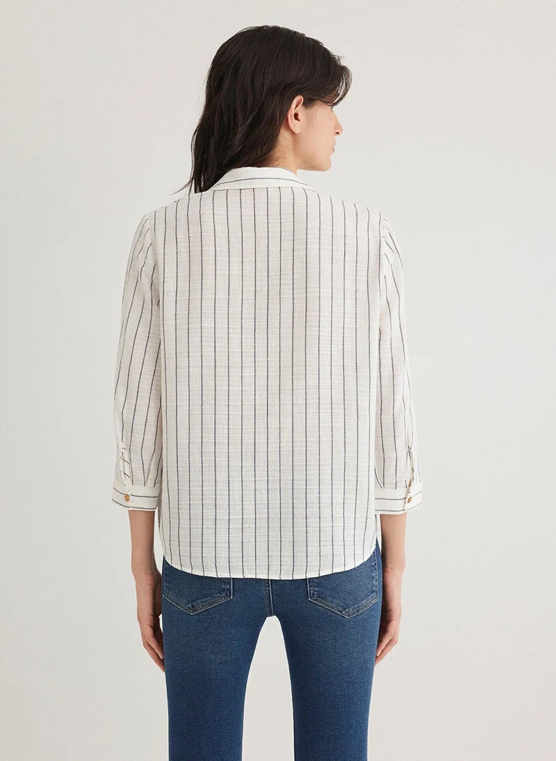 مافي Striped Grey Blouse
