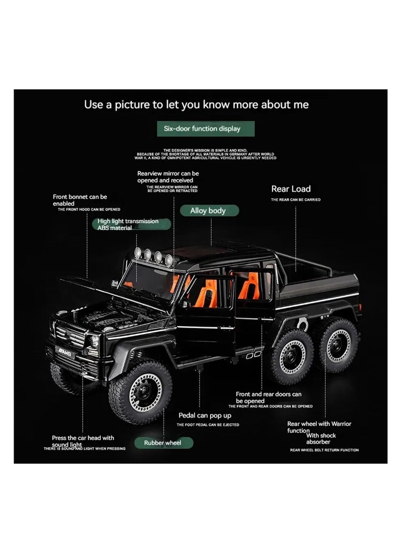 Toyland - 1:20 Scale 6-Wheel Off-Road Die-Cast Truck with Lights, Sound & Pullback Power – Heavy-Duty Design with Openable Doors - Image 1