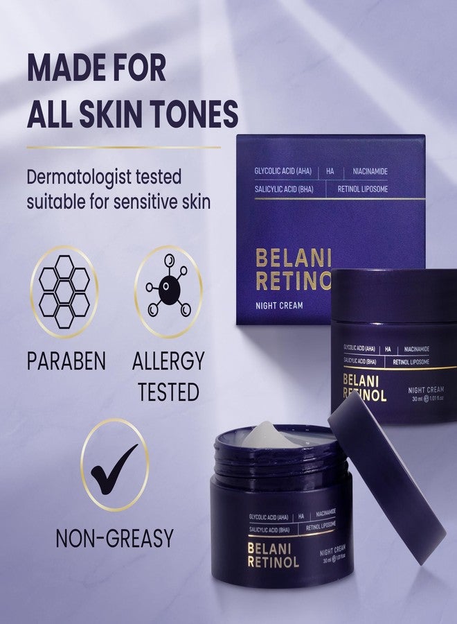 ABERA Belani Retinol Cream for Face, Facial Moisturizer with Collagen and Hyaluronic Acid, Anti-Wrinkle Reduce Fine Lines, Night Anti-Aging Cream For Women (1.01 Fl Oz) (3 Boxes) - Image 5