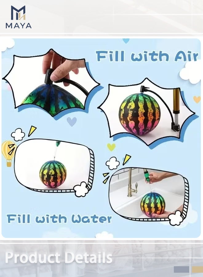 Maya 22cm Inflatable Beach Ball, Watermelon Neon Rainbow Striped Summer Pool Toy, Large Water Sports Volleyball for Kids and Adults - Image 3