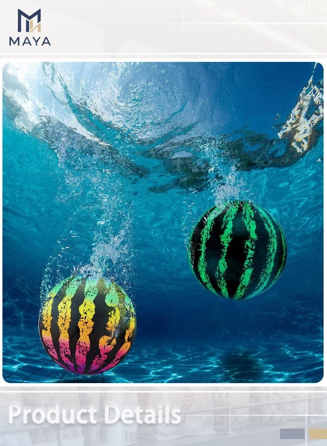 Maya 22cm Inflatable Beach Ball, Watermelon Neon Rainbow Striped Summer Pool Toy, Large Water Sports Volleyball for Kids and Adults - Image 4