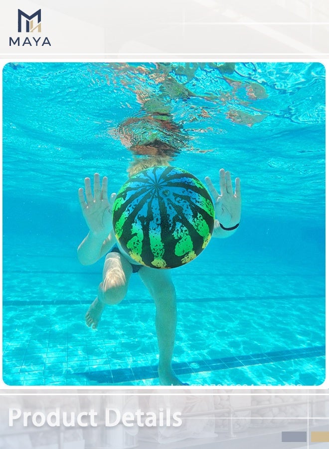 Maya 22cm Inflatable Beach Ball, Watermelon Neon Rainbow Striped Summer Pool Toy, Large Water Sports Volleyball for Kids and Adults - Image 5