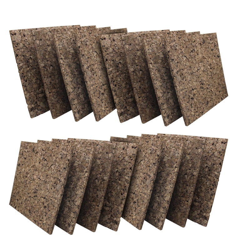Flipside Products 12" x 12" x 9.5mm Thick Dark Brown Cork Squares, Wall Tiles, Square Pinning Cork Board, Bulletin Board Mini Wall Board - 16 Pack - Image 1