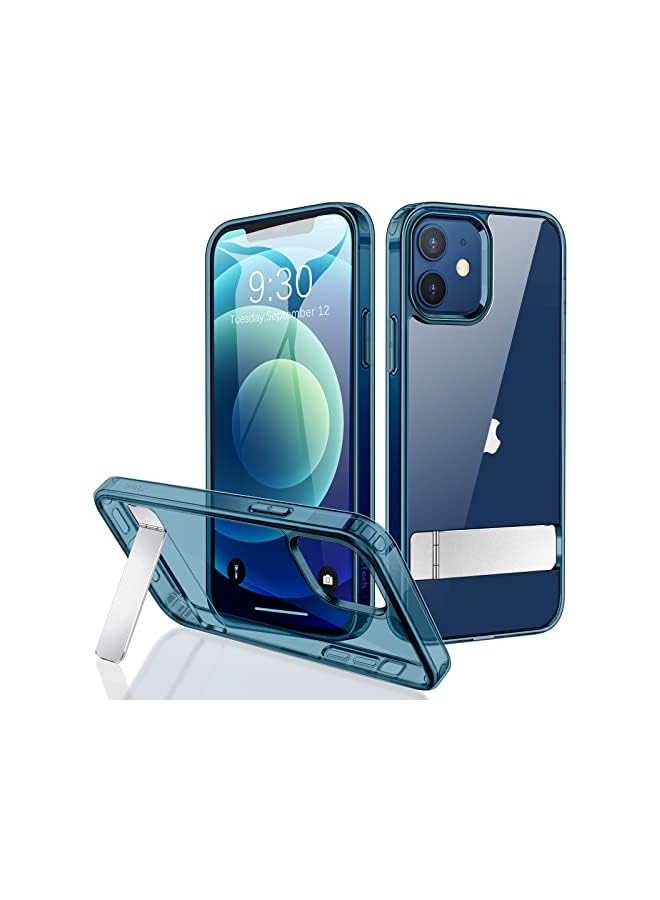 JETech Case for iPhone 12/12 Pro 6.1-Inch with Stand, Support Wireless Charging, Slim Shockproof Bumper Phone Cover, 3-Way Metal Kickstand (Blue) - Image 1