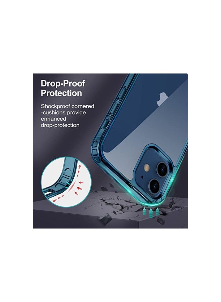 JETech Case for iPhone 12/12 Pro 6.1-Inch with Stand, Support Wireless Charging, Slim Shockproof Bumper Phone Cover, 3-Way Metal Kickstand (Blue) - Image 3