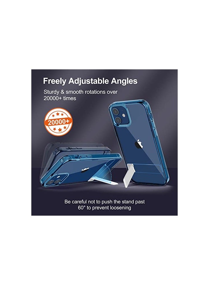 JETech Case for iPhone 12/12 Pro 6.1-Inch with Stand, Support Wireless Charging, Slim Shockproof Bumper Phone Cover, 3-Way Metal Kickstand (Blue) - Image 4