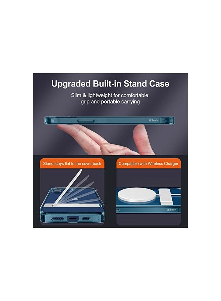 JETech Case for iPhone 12/12 Pro 6.1-Inch with Stand, Support Wireless Charging, Slim Shockproof Bumper Phone Cover, 3-Way Metal Kickstand (Blue) - Image 5