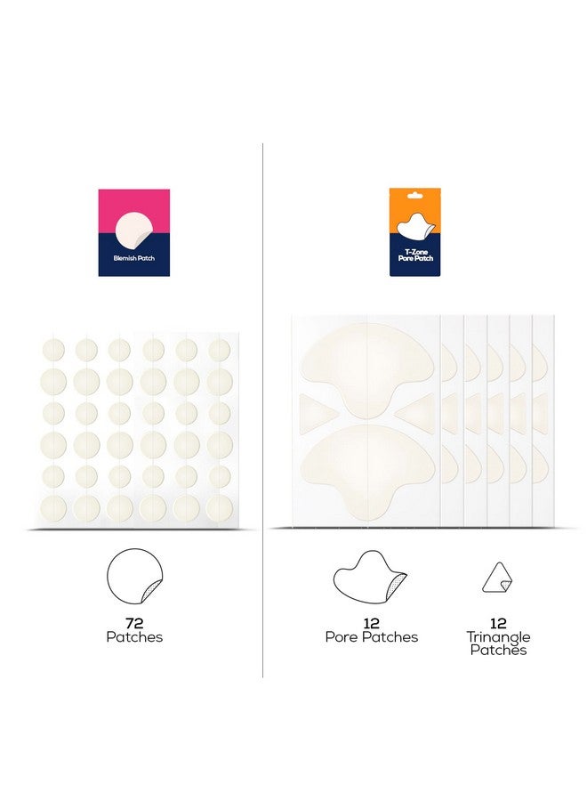 HANHOO Blemish Patch And Tzone Pore Patch Hydrocolloid Pimple Patches Hydrocolloid Nose Strips Blemish Patch 72 Ct Tzone Pore Patch 24 Ct Total 96 Hydrocolloid Patches - Image 2