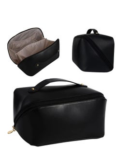 OUYoo Large Capacity Travel Cosmetic Bag, Multifunction Organizer Storage Bag, Leather Waterproof Bag, Makeup Bag with Handle and Dividers, Skincare Dispenser, Toiletry Bag for Women  - Image 3