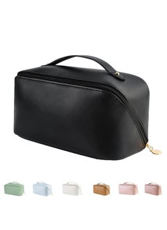 OUYoo Large Capacity Travel Cosmetic Bag, Multifunction Organizer Storage Bag, Leather Waterproof Bag, Makeup Bag with Handle and Dividers, Skincare Dispenser, Toiletry Bag for Women  - Image 1
