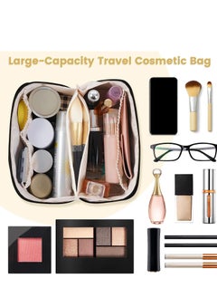 OUYoo Large Capacity Travel Cosmetic Bag, Multifunction Organizer Storage Bag, Leather Waterproof Bag, Makeup Bag with Handle and Dividers, Skincare Dispenser, Toiletry Bag for Women  - Image 4