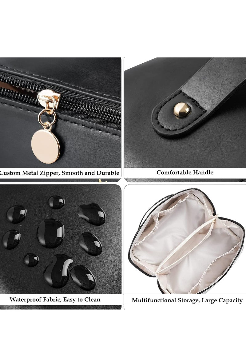 OUYoo - Large Capacity Travel Cosmetic Bag, Multifunction Organizer Storage Bag, Leather Waterproof Bag, Makeup Bag with Handle and Dividers, Skincare Dispenser, Toiletry Bag for Women - Image 1