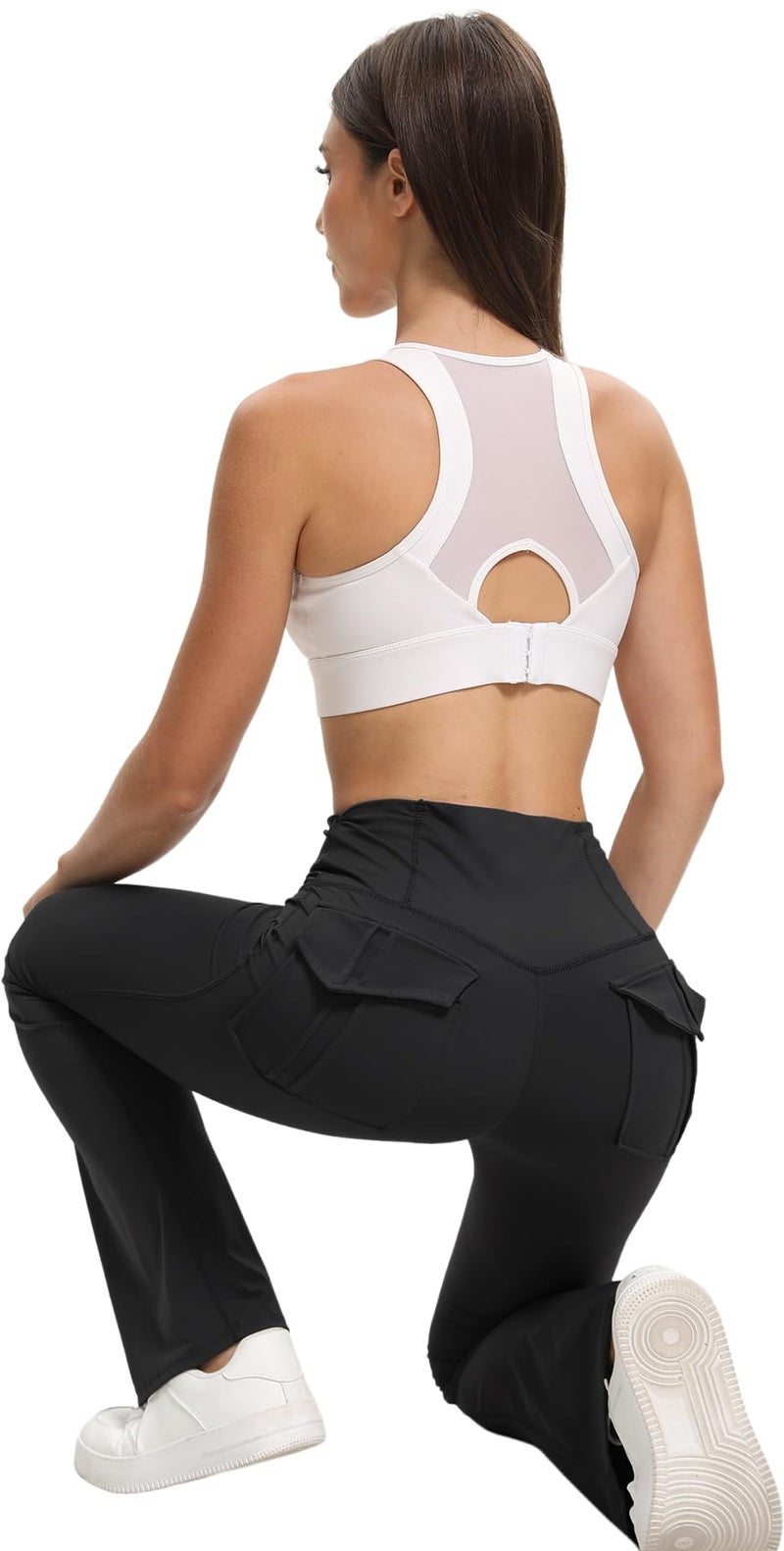 HiBwoBwo Women's Flare Leggings with Pockets High Waisted Butt Lifting No Front Seam Tummy Control Bootcut Yoga Pants for Women - Image 3