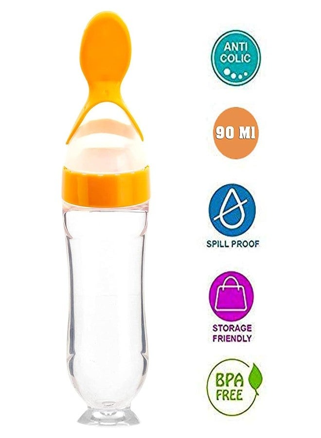 Chopchi Silicone Fruit Nibbler Pacifier 1 Pcs with 1 pcs Spoon Feeder Bottle for Infant Baby for 6+ Month Baby (2 Piece Combo Set-Yellow) - Image 2
