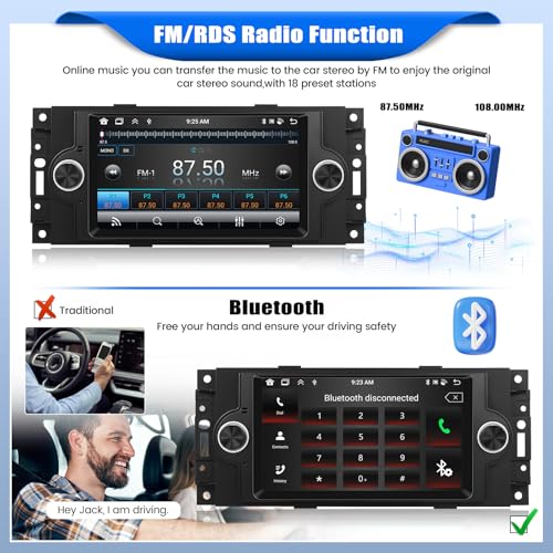AMprime [8 Core 4+64G] Car Radio Stereo for Dodge Ram 1500/2500/3500 06-08,Dodge Durango 05-08,Chrysler 300 Touring/300C/300M 05-07,Jeep Grand Cherokee 05-09,6.2” for Ram Radio with Carplay BT FM/RDS WiFi GPS - Image 4