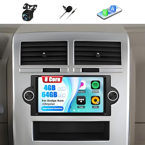 AMprime [8 Core 4+64G] Car Radio Stereo for Dodge Ram 1500/2500/3500 06-08,Dodge Durango 05-08,Chrysler 300 Touring/300C/300M 05-07,Jeep Grand Cherokee 05-09,6.2” for Ram Radio with Carplay BT FM/RDS WiFi GPS - Image 1