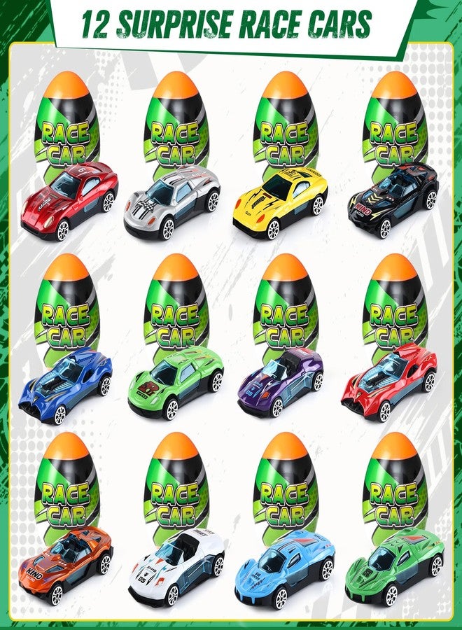 Cleboen 12Pcs Race Cars for Kids with Surprise Eggs, Mini Model Vehicle Set Toy Cars for Toddlers, Cars Party Favors Goodie Bag Stuffers Classroom Prizes Birthday Gifts for Boys Girls 3 4 5 6 7 8 - Image 2