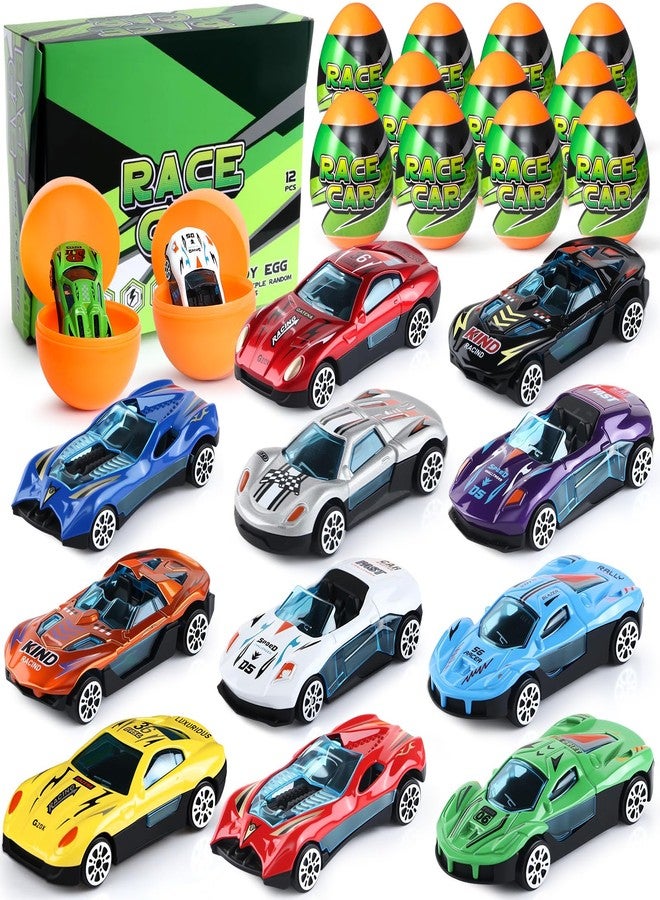 Cleboen 12Pcs Race Cars for Kids with Surprise Eggs, Mini Model Vehicle Set Toy Cars for Toddlers, Cars Party Favors Goodie Bag Stuffers Classroom Prizes Birthday Gifts for Boys Girls 3 4 5 6 7 8 - Image 1