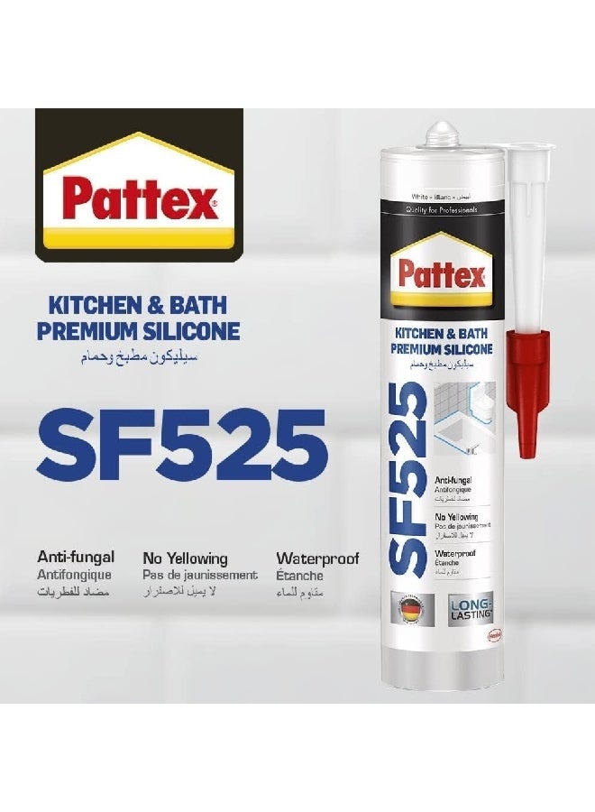 Pattex Kitchen and Bath Premium Long Lasting Silicone Sealant White 280ml 2595613 - Image 3