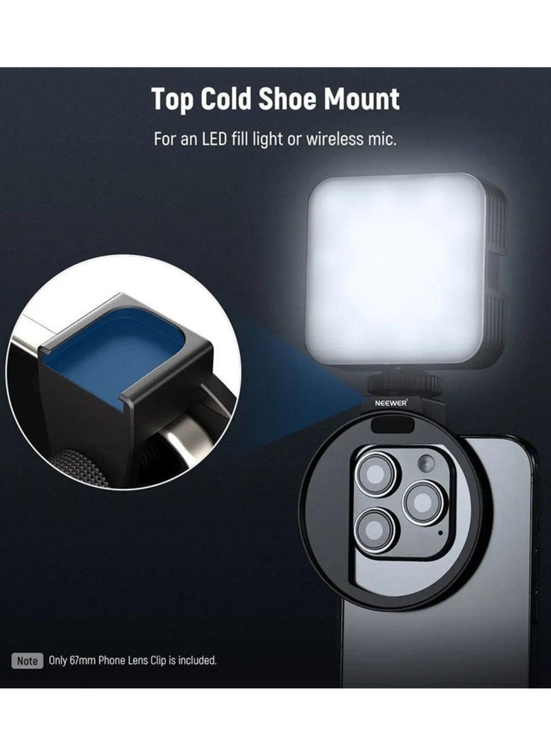 Neewer - 67mm Mobile Phone Filter Holder with Top Cold Shoe Mount – Compatible with iPhone 15/14/13/12, No Light Leakage, Supports 67mm Threaded Filters, Large Framework for Unobstructed Camera Use - Image 1