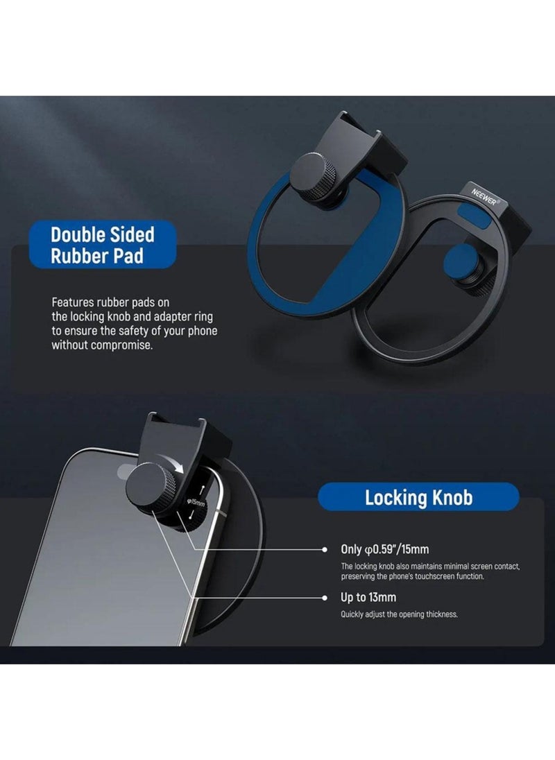 Neewer - 67mm Mobile Phone Filter Holder with Top Cold Shoe Mount – Compatible with iPhone 15/14/13/12, No Light Leakage, Supports 67mm Threaded Filters, Large Framework for Unobstructed Camera Use - Image 1