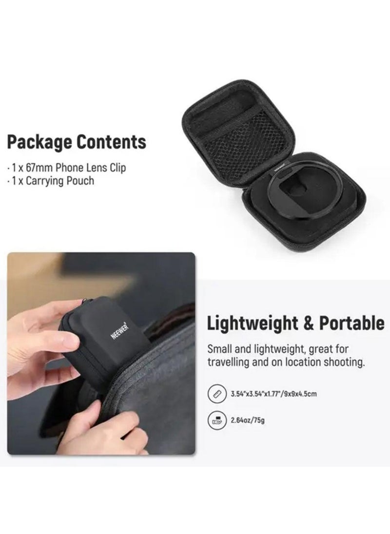 Neewer - 67mm Mobile Phone Filter Holder with Top Cold Shoe Mount – Compatible with iPhone 15/14/13/12, No Light Leakage, Supports 67mm Threaded Filters, Large Framework for Unobstructed Camera Use - Image 1
