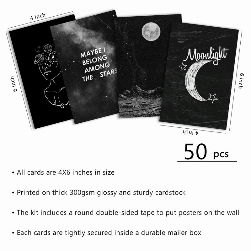 wall67 Astronomy Wall Collage Kit Aesthetic Pictures, Moon Stars Photo Collage Kit Dorm Room Decor for Teen Boy Girl, Moonlight Aesthetic Room Decor Photo Collection for Bedroom (50pcs 4x6 inch) - Image 2