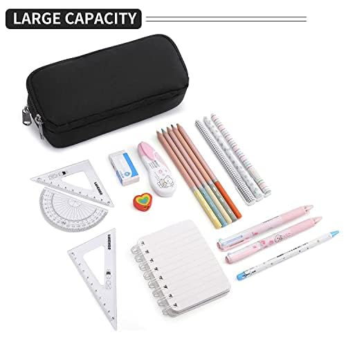 Della Gao Metal Pencil Case For School Students Girls Boys Large Capacity Adult Pen Maker Pencil Pouch Office Organizer Simple Durable Multifunctional Pencil Bag (Black) - Image 5