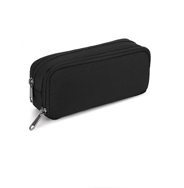 Della Gao Metal Pencil Case For School Students Girls Boys Large Capacity Adult Pen Maker Pencil Pouch Office Organizer Simple Durable Multifunctional Pencil Bag (Black) - Image 1