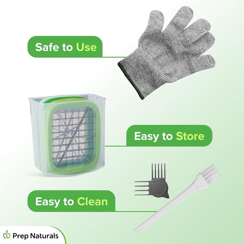 Prep Naturals 3-in-1 Manual French Fry Cutter - Interchangeable Blades for Potato Cutter & Fry Slicer - Functions as Potato Dicer & Food Dicer - Includes Safety Glove - Medium, Gray - Image 5