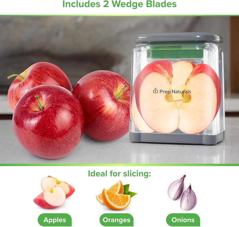 Prep Naturals 3-in-1 Manual French Fry Cutter - Interchangeable Blades for Potato Cutter & Fry Slicer - Functions as Potato Dicer & Food Dicer - Includes Safety Glove - Medium, Gray - Image 4