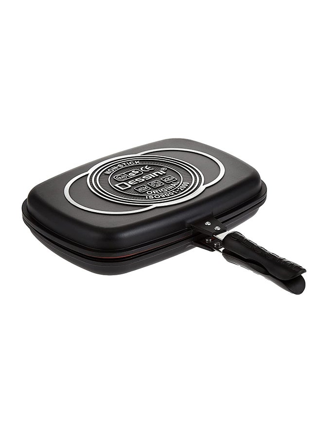 DESSINI Two Sided Double Grill Pressure Pan Black/Silver/Red 40cm - Image 1