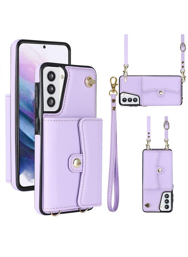 اس-توب جراب لهاتف Samsung Galaxy S21+ 5G مزود بفتحة بطاقة RFID من الجلد مع حبل طويل - Image 1