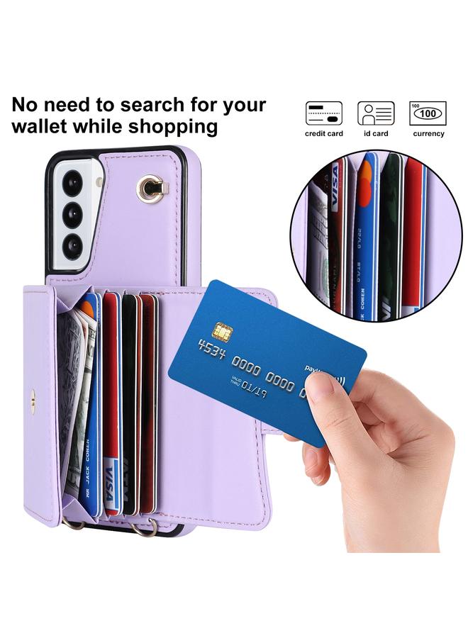 اس-توب جراب لهاتف Samsung Galaxy S21+ 5G مزود بفتحة بطاقة RFID من الجلد مع حبل طويل - Image 2