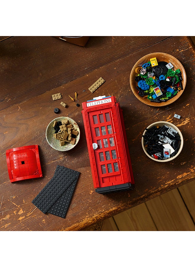 LEGO 21347 Ideas Red London Telephone Box Model For Adults, Creative Gift Idea For Travel-Lovers, Iconic Souvenir Set, Mobile Phone Holder, Home Or Office Décor (1,460 Pieces)  - Image 4