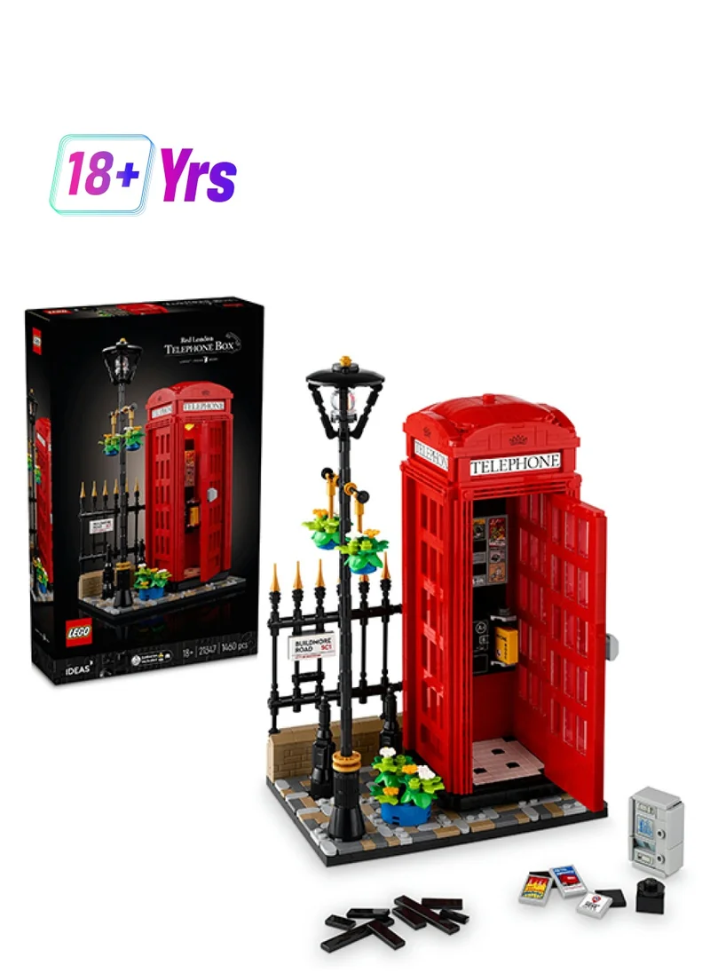 ليغو 21347 Ideas Red London Telephone Box Model For Adults, Creative Gift Idea For Travel-Lovers, Iconic Souvenir Set, Mobile Phone Holder, Home Or Office Décor (1,460 Pieces)