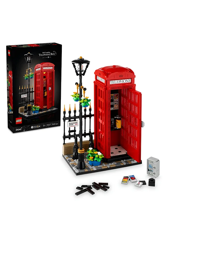 LEGO 21347 Ideas Red London Telephone Box Model For Adults, Creative Gift Idea For Travel-Lovers, Iconic Souvenir Set, Mobile Phone Holder, Home Or Office Décor (1,460 Pieces)