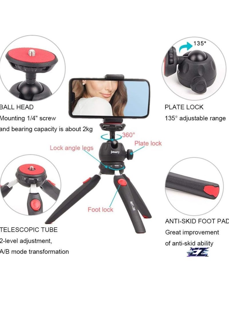ELTRAZONE Table Top Mini Portable Foldable Extendable Tripod Stand for Mobile Phones & DSLR Cameras – Includes Universal Mobile Phone Holder - Image 2