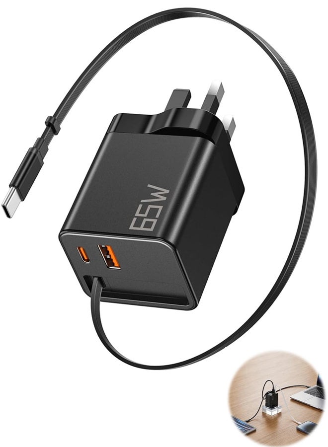 جيزم Jiezm Usb C Charger Plug With Retractable Cable usba 0.7 M 65W