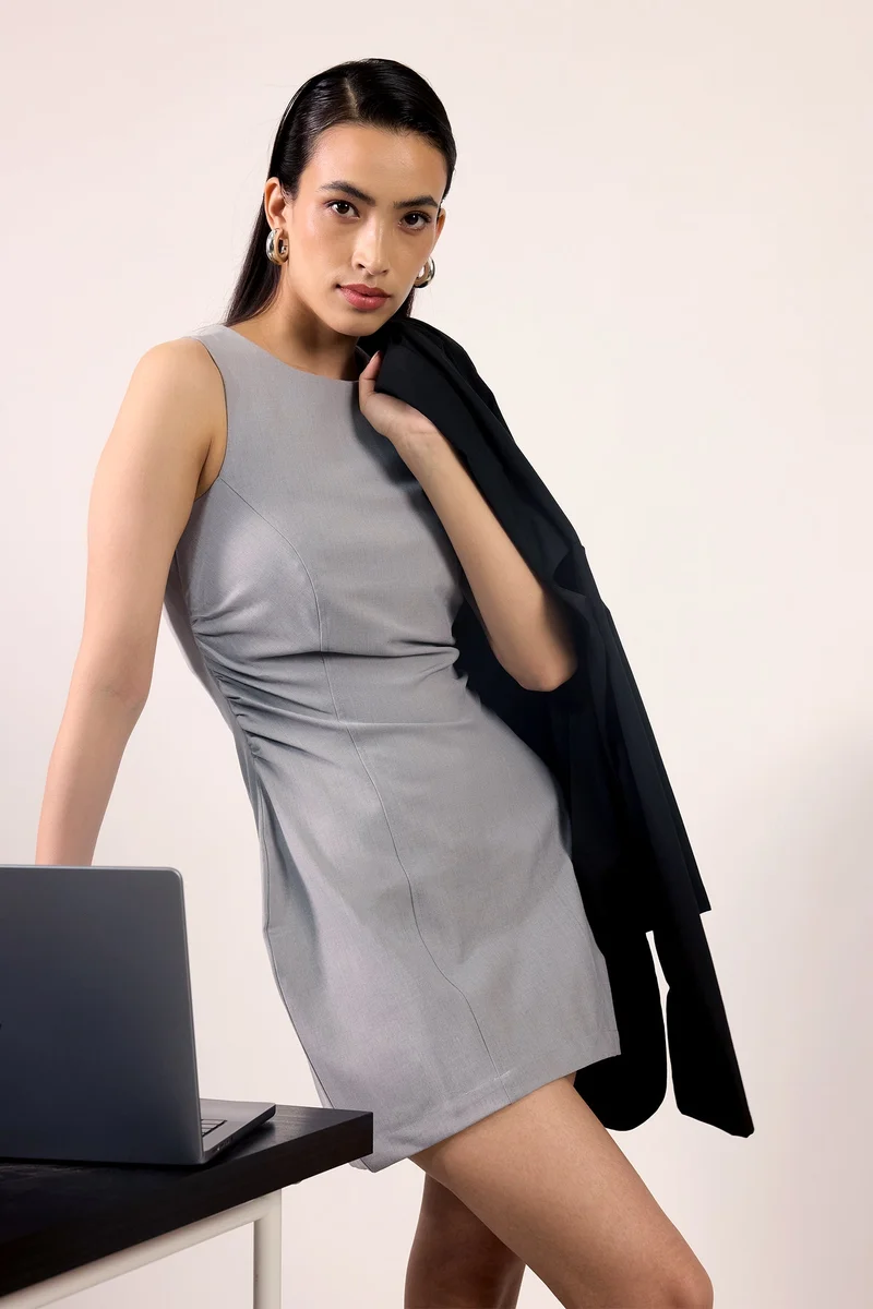 Virgio Solid Viscose Stretch Bodycon Mini Dress for Women