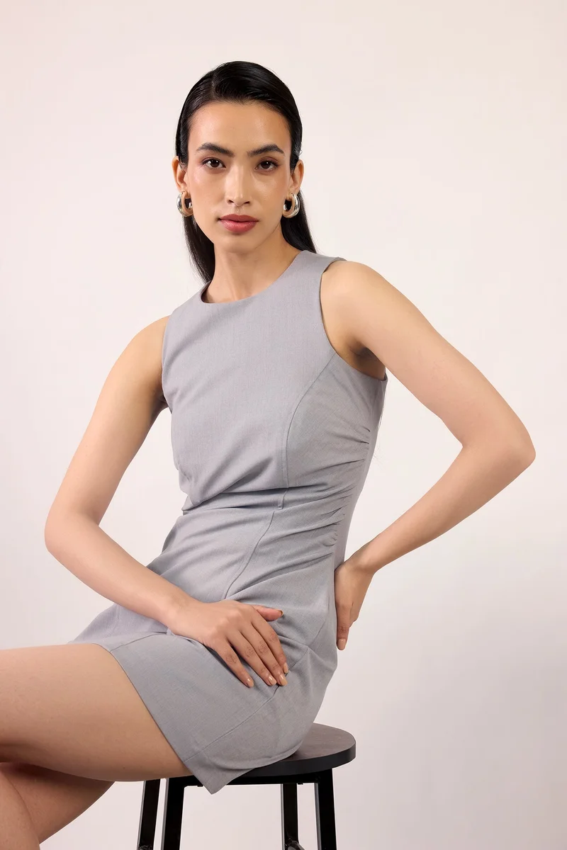 Virgio Solid Viscose Stretch Bodycon Mini Dress for Women