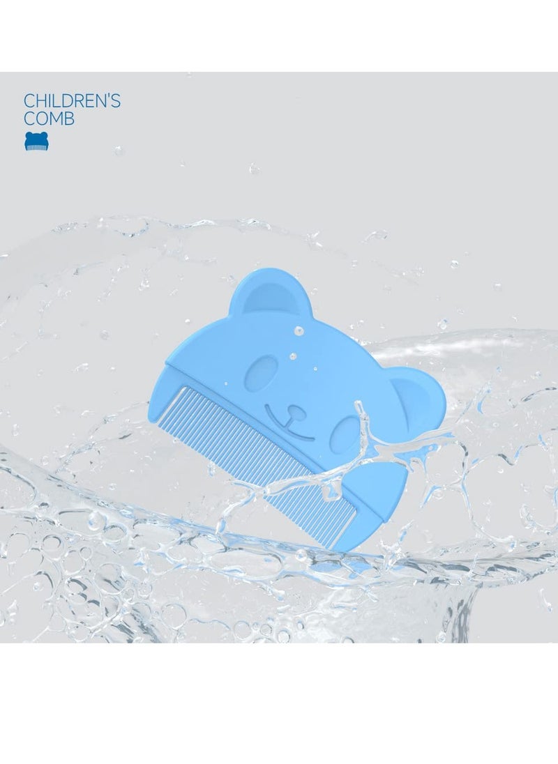 Bebiland - 3PCS Baby Bath Brush, Baby Cradle Cap Brush, Silicone Massage Brush, Baby Comb, Children's Comb (Blue) - Image 1