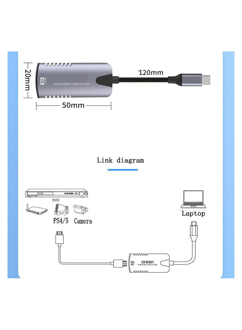 Barakah Audio Video Capture Card Video Capture Card 4K HDMI Video Capture Device 1080P HD 30fps Live and Record Video Audio Grabber for Gaming Streaming Teaching Video Conference - Image 5
