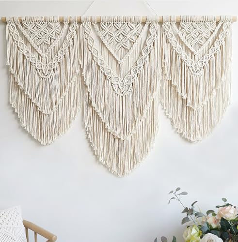 Achart Macrame Wall Hanging Large- Boho Wall Decor- large wall art- Wall Decor Living Room- Macrame Tapestry Boho Decor for Bedroom (Beige-H) - Image 1