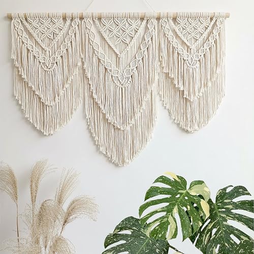 Achart Macrame Wall Hanging Large- Boho Wall Decor- large wall art- Wall Decor Living Room- Macrame Tapestry Boho Decor for Bedroom (Beige-H) - Image 2