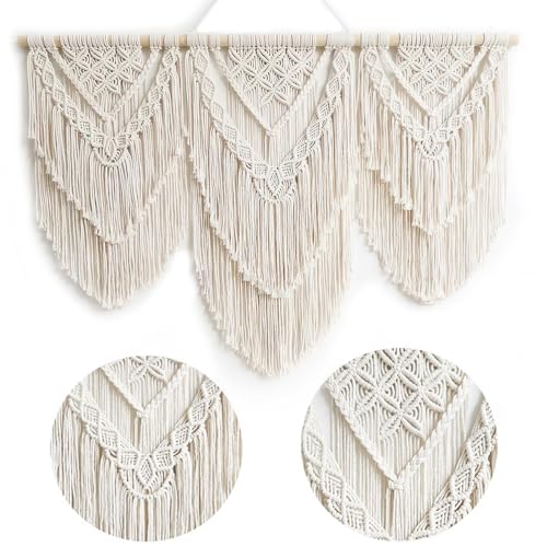 Achart Macrame Wall Hanging Large- Boho Wall Decor- large wall art- Wall Decor Living Room- Macrame Tapestry Boho Decor for Bedroom (Beige-H) - Image 5
