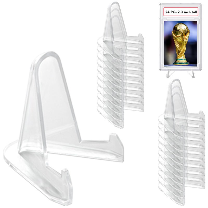 LRANFOW Thickened Acrylic Card Stands Mini Easel Holder, Sports Card Stands, Trading Graded Card Stand for Displaying Pocket Graded Card Challenge Medals Casino Chips, 22 Pack 2.7 Inch Tall Clear - Image 1